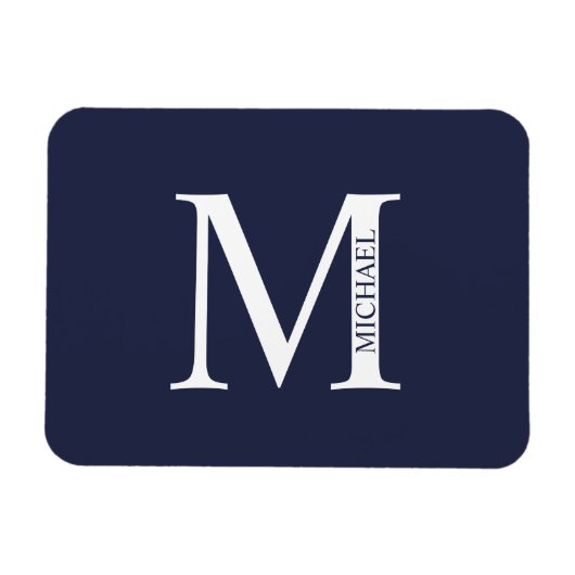 Navy Blue - gepersonaliseerd monogram en naam Magneet (Horizontaal)