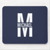 Navy Blue - gepersonaliseerd monogram en naam Muismat (Voorkant)