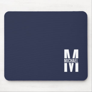 Navy Blue - gepersonaliseerd monogram en naam Muismat