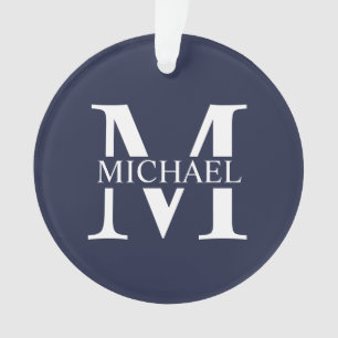 Navy Blue - gepersonaliseerd monogram en naam Ornament