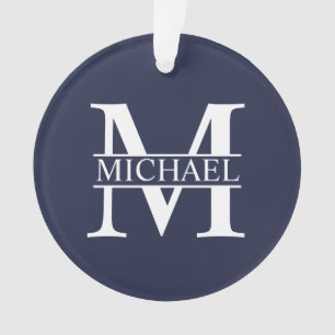 Navy Blue - gepersonaliseerd monogram en naam Ornament