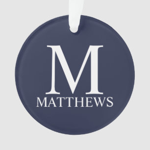 Navy Blue - gepersonaliseerd monogram en naam Ornament