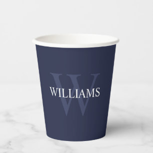 Navy Blue - gepersonaliseerd monogram en naam Papieren Bekers
