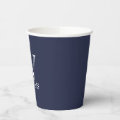 Navy Blue - gepersonaliseerd monogram en naam Papieren Bekers (Links)
