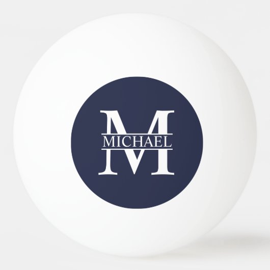 Navy Blue - gepersonaliseerd monogram en naam Pingpongballen (Voorkant)