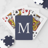 Navy Blue - gepersonaliseerd monogram en naam Pokerkaarten