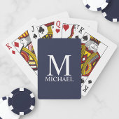 Navy Blue - gepersonaliseerd monogram en naam Pokerkaarten