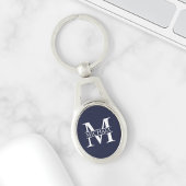 Navy Blue - gepersonaliseerd monogram en naam Sleutelhanger
