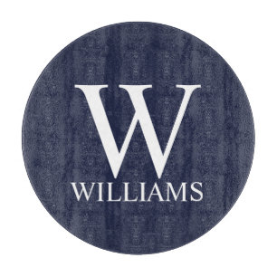 Navy Blue - gepersonaliseerd monogram en naam Snijplank