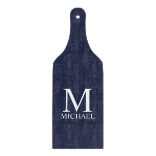 Navy Blue - gepersonaliseerd monogram en naam Snijplank