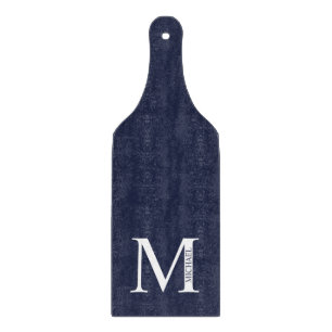 Navy Blue - gepersonaliseerd monogram en naam Snijplank