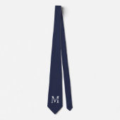 Navy Blue - gepersonaliseerd monogram en naam Stropdas (Voorkant)