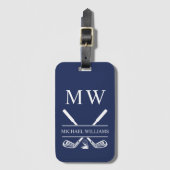 Navy Blue gepersonaliseerde Monogram Golf Clubs Bagagelabel (Voorkant (verticaal))