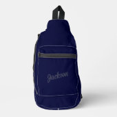 Navy BLue gepersonaliseerde naam Mannen Sling Bag (Voorkant)