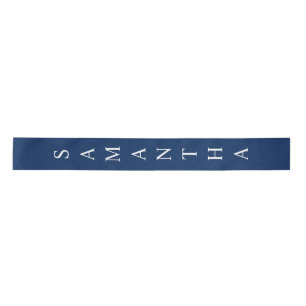 Navy Blue Gepersonaliseerde Verticale Naam Lint