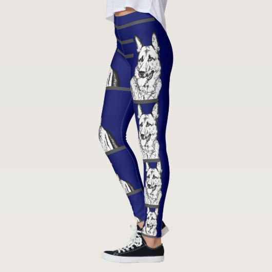 Navy Blue German Shepherd Dog Leggings (Links)