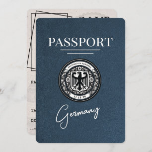 Navy Blue Germany Passport Bewaar de datum Save The Date
