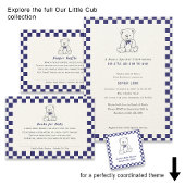 Navy Blue Geruite Teddybeer-Onze kleine welp Bedankkaart