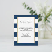 Navy Blue Gestreept met goud | Ontvangst Kaart (Staand voorkant)