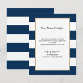 Navy Blue Gestreept met goud | Ontvangst Kaart (Voorkant / Achterkant)