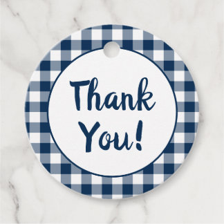 Navy Blue Gingham Bedankt Bedankjes Labels