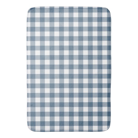 Navy Blue Gingham Buffalo Check Plaid Badmat (Voorkant Verticaal)