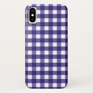 Navy blue gingham iPhone x hoesje