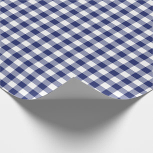 Navy Blue Gingham Checks Pattern Cadeaupapier
