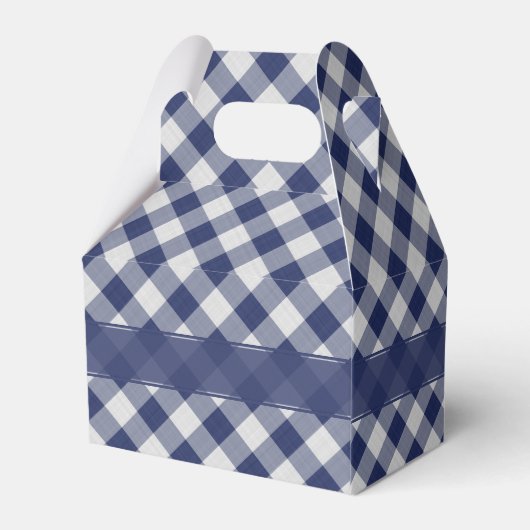 Navy Blue Gingham controleert patroon Bedankdoosjes (Achterkant)