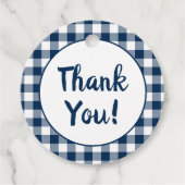Navy Blue Gingham Dank u Bedankjes Labels (Voorkant)