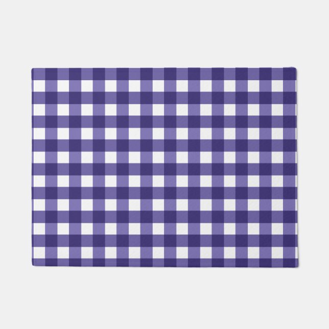 Navy blue gingham deurmat (Voorkant)