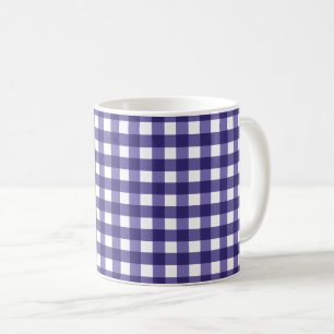 Navy blue gingham koffiemok