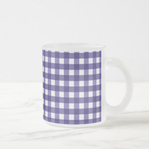 Navy blue gingham matglas koffiemok