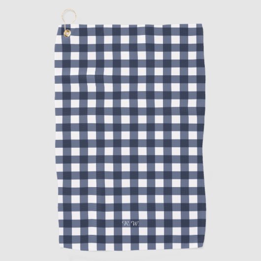 Navy Blue Gingham Pset Golfhanddoek (Voorkant)