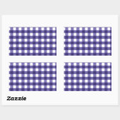 Navy blue gingham rechthoekige sticker (Vel)