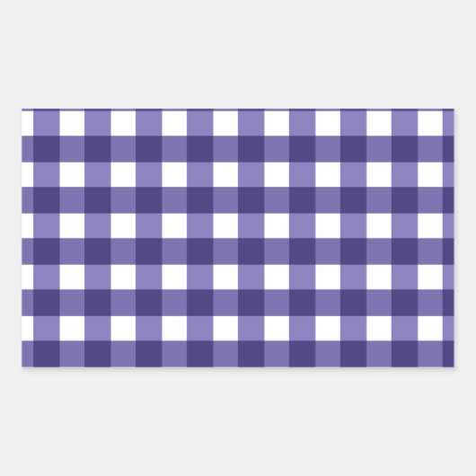 Navy blue gingham rechthoekige sticker (Voorkant)