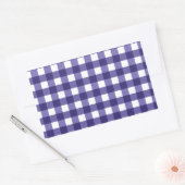 Navy blue gingham rechthoekige sticker (Envelop)