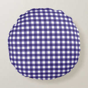 Navy blue gingham rond kussen