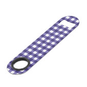 Navy blue gingham speed flessenopener (Voorkant Gekanteld)
