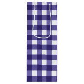 Navy blue gingham wijn cadeautas (Voorkant)