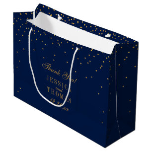 Navy Blue & Glam Gold Confetti bruiloft gunst Groot Cadeauzakje