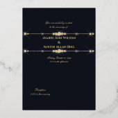 Navy Blue Glam Rozen en Black and Gold Foil Folie Uitnodiging (Achterkant)