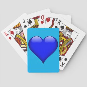 Navy Blue Glass Heart Speelkaarten