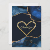Navy Blue Glitter Agate Birthday Bedankkaart (Achterkant)