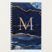 Navy Blue Glitter Agate Geode Girly Monogram Planner (Voorkant)
