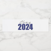 Navy Blue Glitter Klasse van 2024 Waterfles Etiket (Enkel label)