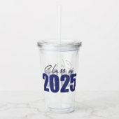 Navy Blue Glitter Klasse van 2025 Acryl Drinkbeker (Voorkant)