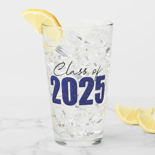 Navy Blue Glitter Klasse van 2025 Glas (Voorkant ijs)