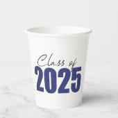 Navy Blue Glitter Klasse van 2025 Papieren Bekers (Voorkant)