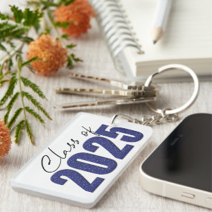 Navy Blue Glitter Klasse van 2025 Sleutelhanger